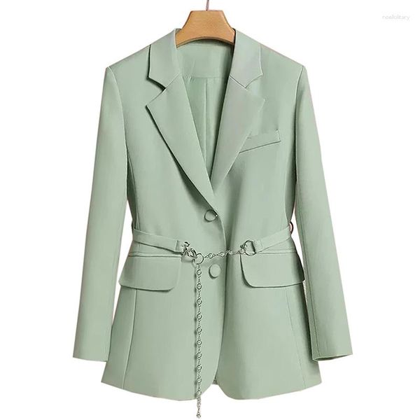 Abiti da donna a maniche lunghe Primavera e autunno Giacca blazer da donna Cappotto casual monopetto femminile verde chiaro