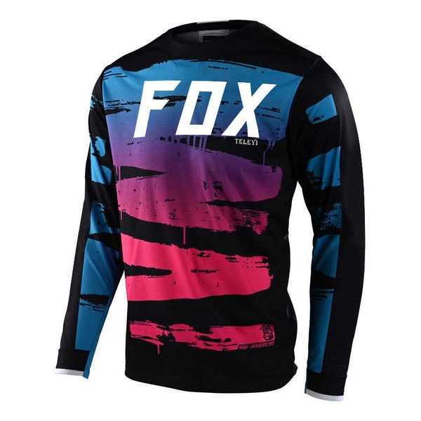 T-shirt da ciclismo Maglia da discesa in montagna Maglia da corsa a maniche lunghe Maglia da Mtb DH Maglie da motocross fuoristrada all'ingrosso FOX TELEYI