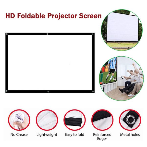 Schermi di proiezione Tenda anti-piega per proiettore 60/72/84/100/120/150 pollici Semplice schermo anti-luce Schermo 3D portatile per film domestici Tenda digitale HD 230923