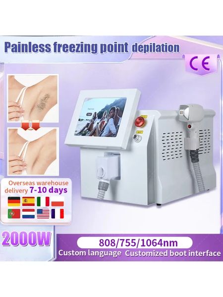 Diodenlaser-Haarentfernungsgerät Ice Platinum Schmerzlose Haarentfernungsmaschine 3 Wellenlänge 755/808/1064 für den Heimgebrauch und Salon Heiße Verkäufe CE NEU