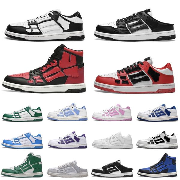 Sapatos de grife homens sapatos casuais esqueleto ossos mulheres sapatos esportivos retro tênis preto vermelho branco cinza skel topo baixo sapatos casuais tênis de couro genuíno