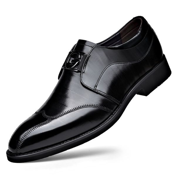 Sapatos masculinos de couro envernizado Brogue, sapatos formais para festa de casamento, sapatos de escritório para homens, mocassins de negócios para meninos