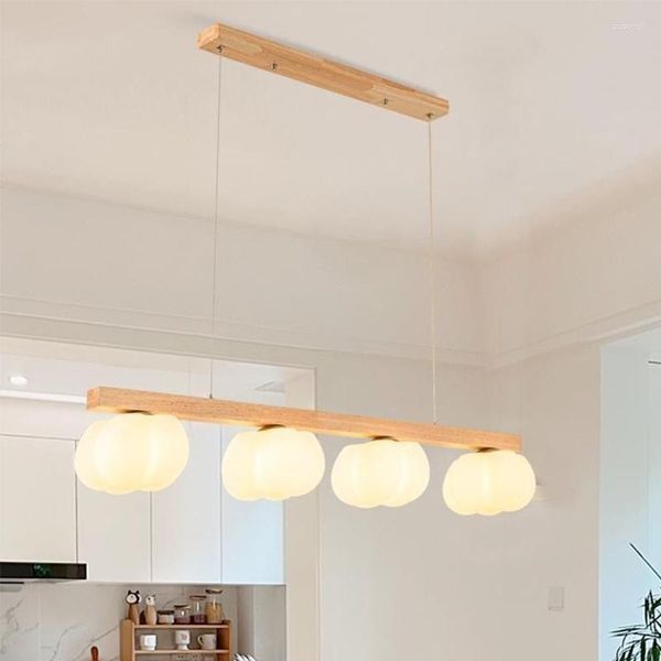 Pendelleuchten Moderne Natur Holzlampe für Wohnzimmer Kücheninsel Esstisch Hängeleuchte Deckenleuchter Baumwollform