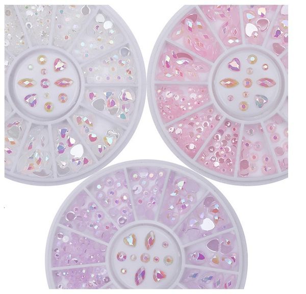 Decorazioni per nail art 1 scatola Punte per ruote fai da te Crystal Glitter Fondo piatto Strass Decorazione 3D AB Colore Acrilico Punta diamantata alien 230922