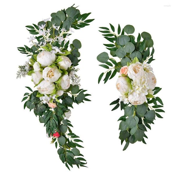 Dekorative Blumen Künstlicher Bogensatz Boho Dusty Rose Eukalyptus Girlande für Hochzeitsdekorationen DIY Willkommensschild Arrangement Blumendekor