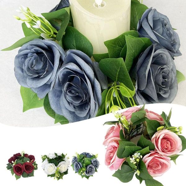 Dekorative Blumen Kerze Girlande Kranz Ring Simulation Rose Dekoration Hochzeit Party Christams Herzstück Tisch Ornamente