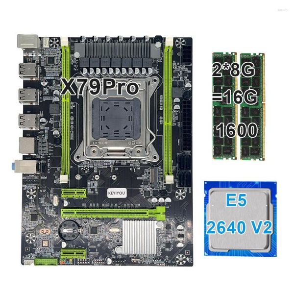 Motherboards KEYIYOU X79 Pro Motherboard Set mit Xeon E5-2640 V2 CPU LGA2011 Combos 2 8 GB 16 GB 1600 MHz Speicher DDR3 RAM KIT