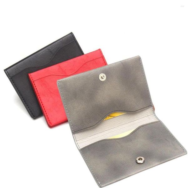 Titulares de cartão 3 slots titular simplicidade moeda bolsa titular sacos carteira para homens cor sólida capa de negócios com snap