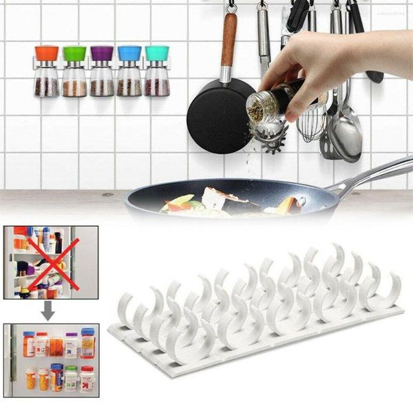 Contenitori per cucina 4 pezzi clip portaspezie organizer porta barattoli pinza clip strisce attaccate al frigorifero da parete della porta dell'armadio