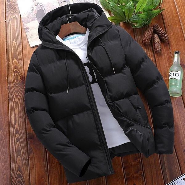 Homens para baixo parkas cor sólida zíper quente estilo coreano fitness moda casaco de algodão inverno grosso casual hoodie 230923
