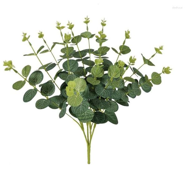 Dekorative Blumen, 1 Bündel, künstliche Eukalyptusblätter, Stiele, 47 cm, Grün für Bauernhaus-Vasensträuße, Hochzeit, Heimdekoration