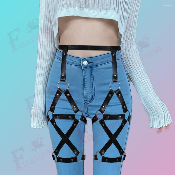 Gürtel Fullyoung Vintage Sexy Frauen Einstellbare Leder Punk Körper Bein Bondage Käfig Bildhauerei Harness Bund Riemen Gürtel