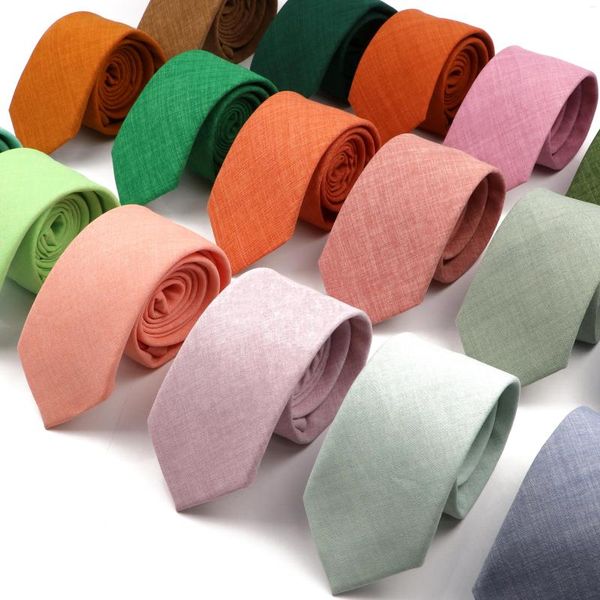Arco laços novidade cor sólida para homens algodão artesanal de alta qualidade gravata rosa verde laranja 6.5cm magro acessório