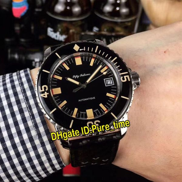 Nuova cassa in acciaio Fifty Fathoms Barakuda 5008B-1130-B52A Miyota 8215 Orologio automatico da uomo 50 Fathoms quadrante nero con cinturino in pelle Orologi282W