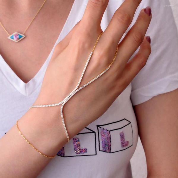 Link pulseiras requintado luxuoso strass anel pulseira moda feminina super espumante cristal garra corrente jóias acessórios atacado
