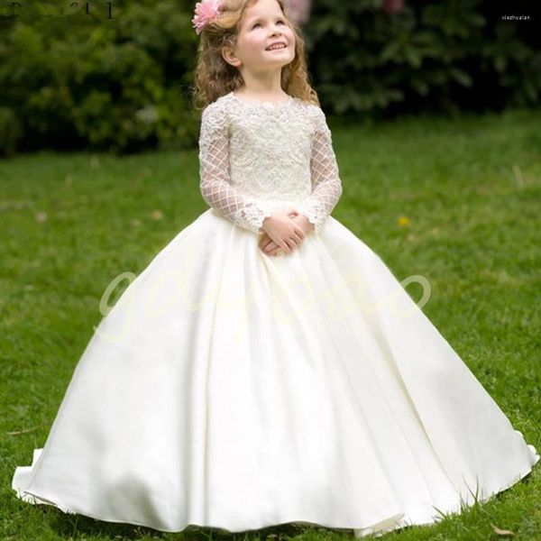 Vestidos de menina flor renda tule para casamento vintage pequeno concurso princesa crianças vestido comunhão