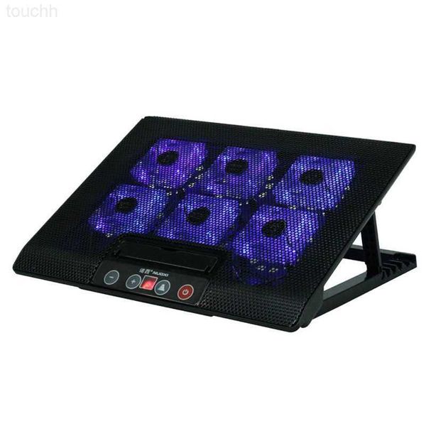 Base di raffreddamento per laptop ICE COOREL Dispositivo di raffreddamento per laptop Sei ventole di raffreddamento e 2 porte USB Cool Pad Supporto per notebook con display LCD luminoso per 13-16 pollici L2309231