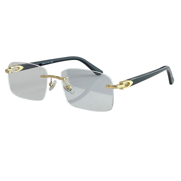 Óculos de sol vintage quentes masculinos design sem moldura óculos de formato quadrado simples com lentes de revestimento EMI lente de luz dourada 0287 com estojo unissex sem aro esculpido ao ar livre dirigindo