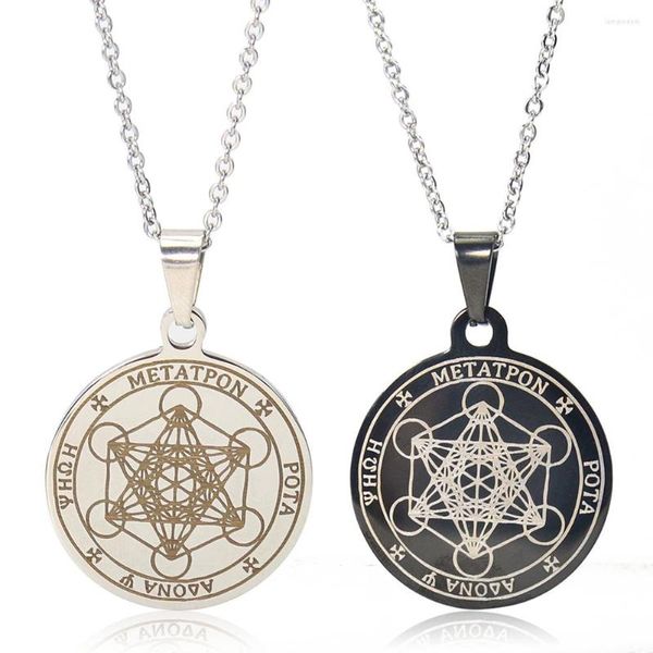 Colares Pingente Metatron Estrela de David Hexagrama Yoga Chakras Encantos Colar de Aço Inoxidável Mascote Amuleto Cura Dangle Gargantilha Jóias