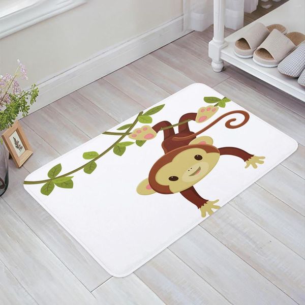 Tappeti Cartoon Animal Monkey Vine Art Tappetino da cucina Soggiorno Decor Tappeto Casa Corridoio Ingresso Zerbino Tappeto antiscivolo