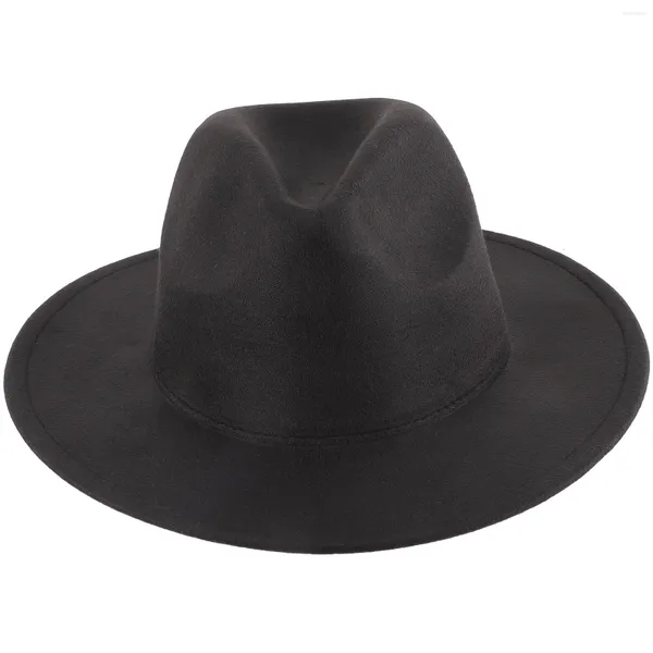 Berets Herrenhut Jazz Party Mode Hüte Fedora Schwarz Tops Damen Polyester Baumwolle Breite Krempe Mann Trendy