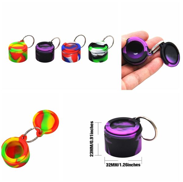 Novo antiaderente 6ml recipientes de cera caixa de silicone frascos ferramenta armazenamento titular óleo portátil chaveiro pílula boxs hookah shisha acessórios