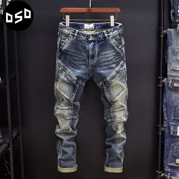 Herren-Jeans, Frühling und Herbst, klassische Mode, High-End-Vintage-Patchwork, lässiger Komfort, hochwertige kleine Fußhose 230923