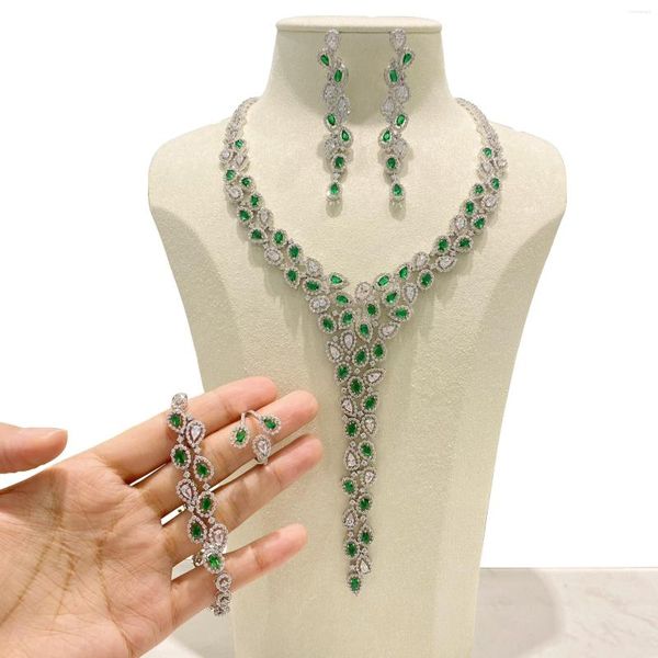 Collana e orecchini Set GODKI Luxury 4 pezzi Dubai Gioielli per le donne Matrimonio Gioielli con zirconi cubici Accessorio di fidanzamento per feste saudite