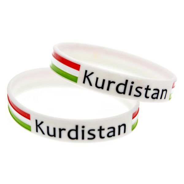 Polsino in silicone con logo bandiera Kurdistan 1PC bianco formato adulto morbido e flessibile ottimo per l'uso quotidiano297w