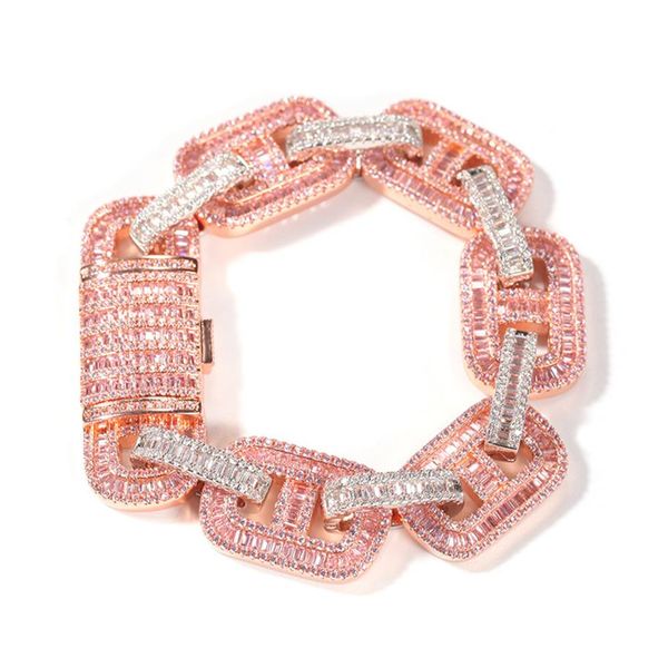 15mm nariz de porco cubano link corrente pulseiras rosa ouro cubano link charme pulseiras mesn bling bracelets285b