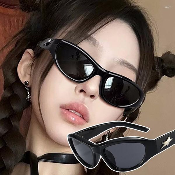 Occhiali da sole Fashion Star Decor Cat Eye per donna uomo stile coreano unisex anti-UV occhiali con blocco della luce blu sport sole