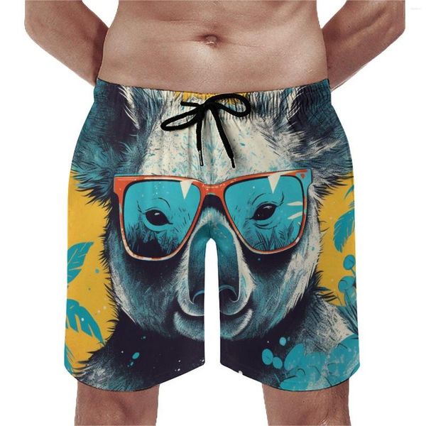 Мужские шорты для спортзала Koala, модные пляжные плавки, солнечные солнцезащитные очки с графической иллюстрацией, удобные спортивные шорты для серфинга, большие размеры