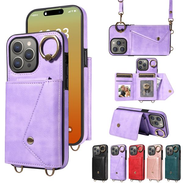 Luxus-Crossbody-Umschlag-Vogue-Handyhülle für iPhone 15 14 13 12 Pro Max Samsung Galaxy S23 Ultra S22 A13 5G A14 A33 A53 A73 A52 A52S Leder Wallet Kickstand Back Cover