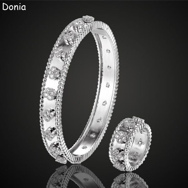 Donia Jewelry Luxus-Armreif, europäische und amerikanische Mode, klassische vierblättrige Blume, Kupfer, Mikro-Intarsien, Zirkon-Armband, Ring-Set la303a