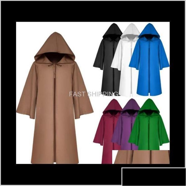 Thema Kostüm Bekleidung Halloween Kostüme Mittelalter Renaissance Herren Damen Kind Tod Kapuzenzubehör Cosplay Umhang Cape Drop Deli Dhxut