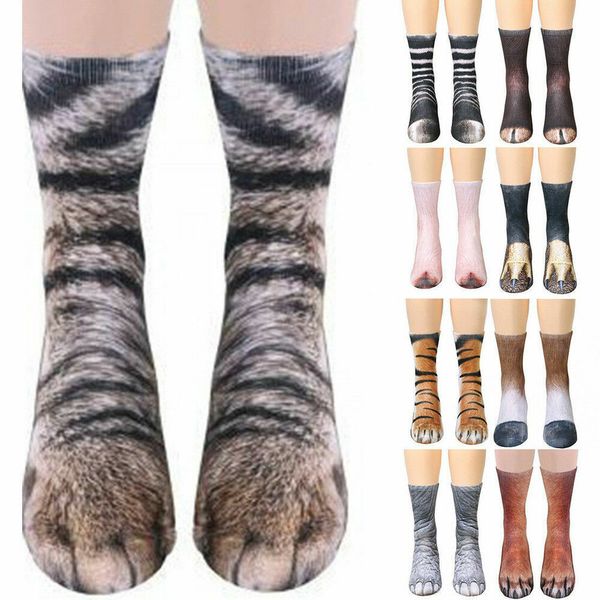 Kreative Tierfuß bedruckte Damen-Overknee-Socken, Cartoon-3D-Druck, lustige Tier-Hohe Socken, lustige Unisex-Kinder, elastische Socke