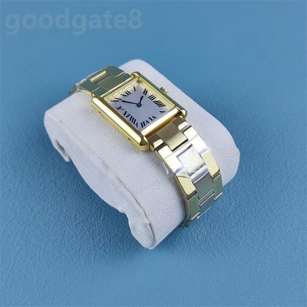 Wasserdichte Herren-Golduhr, Damen-Tank-Designer-Uhren, vergoldetes Roségold, blaue Nadel, leuchtender Saphir, wasserdicht, Montre Luxe Damen, berühmt xb09