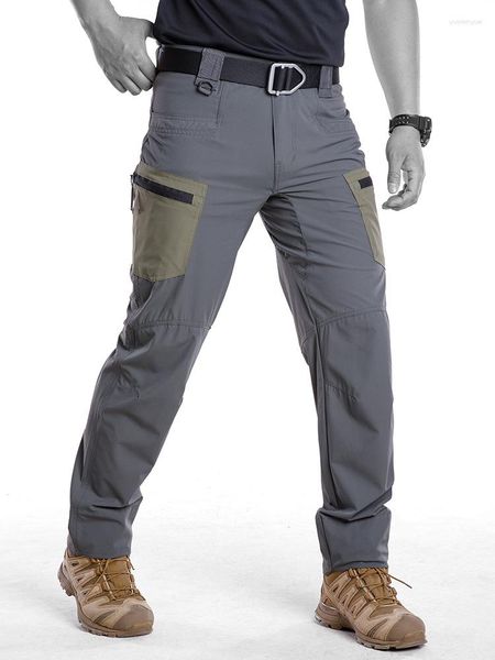 Calças masculinas ao ar livre secagem rápida tático outono leve respirável militar calças compridas masculino retalhos casual trabalho macacão