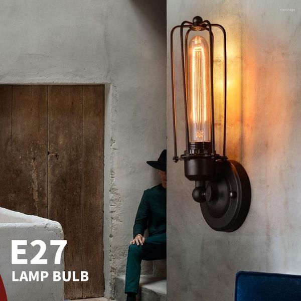 Lâmpada de parede retro vintage luz industrial sombra luminária ferro loft café bar ajustável luzes decoração led