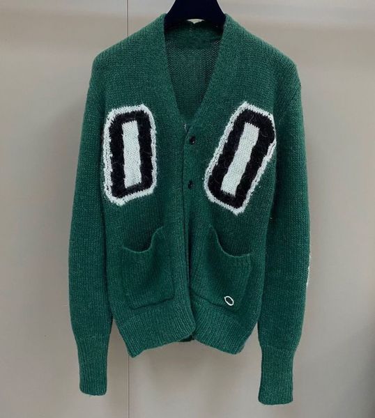 Suéteres masculinos com desconto à venda 2023 tricô mohair marca cardigan roupas de cor verde para homens 230922