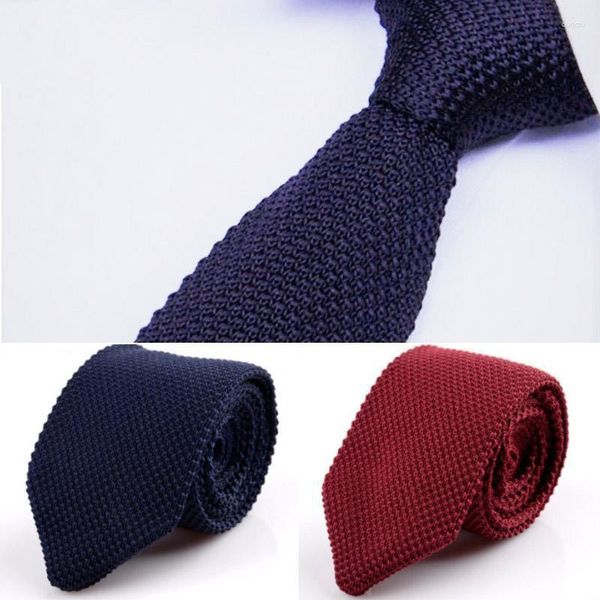 Papillon Cravatta solida alla moda per uomo Cravatta lavorata a maglia Cravatta classica classica intrecciata Cravatte strette Collo Accessori da sposa Regalo