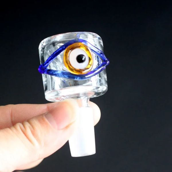 Bunte Augenglasschale für Bong Heady Wasserpfeife Wasserpfeifen Rauchen mit männlichen 14mm Bongs Wasser Dab Rigs 12 LL
