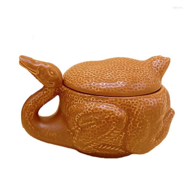 Tigelas engraçadas pintinho cerâmica copo 220ml 3d sal-assado caneca de frango forma realista água para chá café leite e outras bebidas