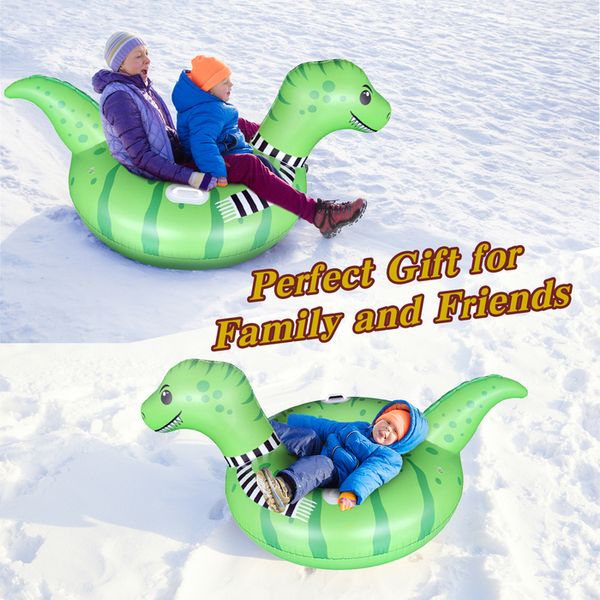 Rodeln, aufblasbare Schneeschlitten mit Griffen, rohrverstärkter doppelschichtiger PVC-Skiring, Winter-Outdoor-Sportspielzeug für Kinder und Erwachsene 230922