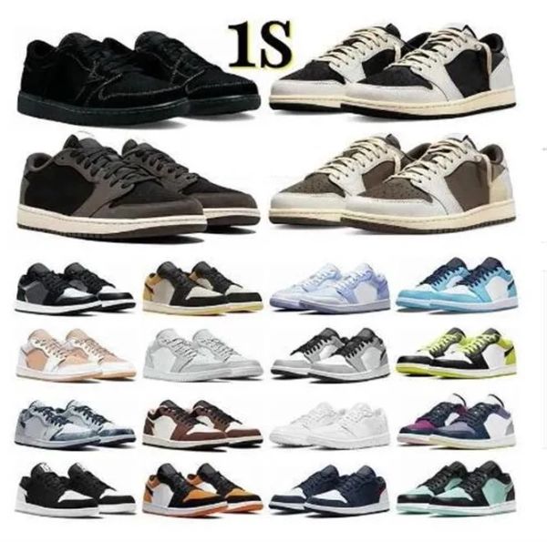 2023 nuovi stili Scarpe Travis Scots x Reverse TS X Fragment Design OG 1S Low Mens Basketball Luxury Designer Jumpman 1 Military Blue Womens Sneakers