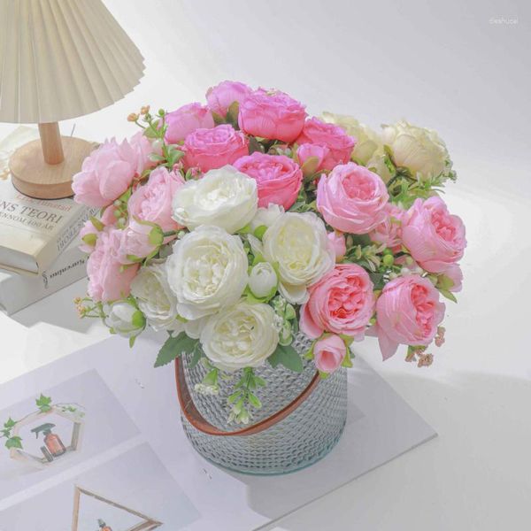 Декоративные цветы 5 искусственных пионов для богемного свадебного украшения дома ветки роз