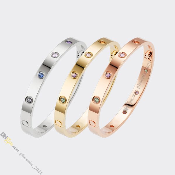 Schöner Armbandschmuck Designer für Frauenfarben Diamonds Armband Titanstahl Armreifen Gold.