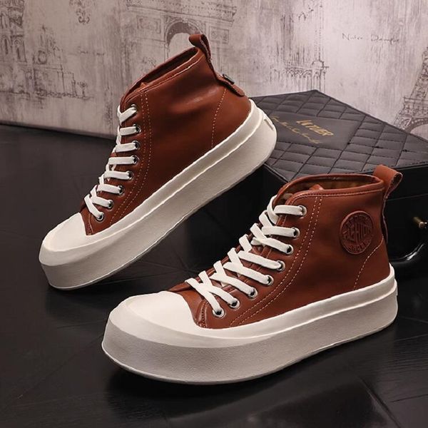 Herbst Neue männer Stiefeletten Casual High-top Leder Schuhe Version Der Trend Jugend Schuhe 1AA57