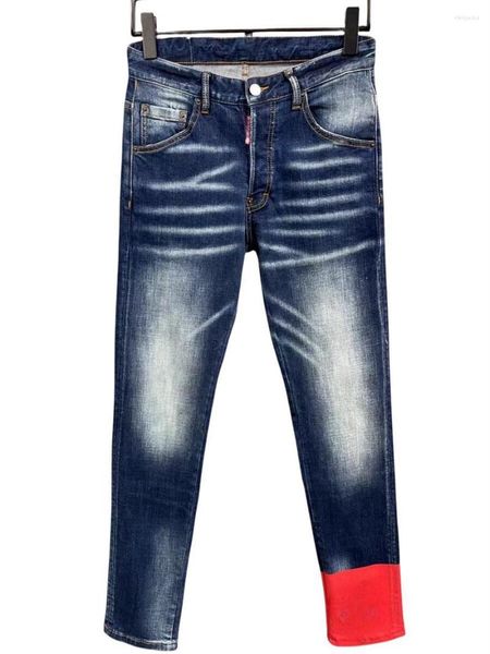 Jeans da uomo 2023 Uomini di marca di moda lavati, indossano fori e verniciano moto retrò 9887