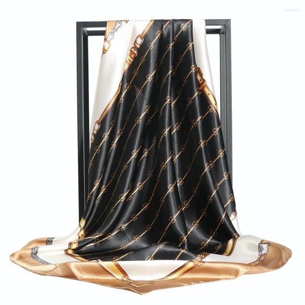 Шарфы шелковый шарф женский роскошный Sac Femme подарок на день рождения летний платок хиджаб бандана Cheveux Luxe 90x90 повязка для волос на голову
